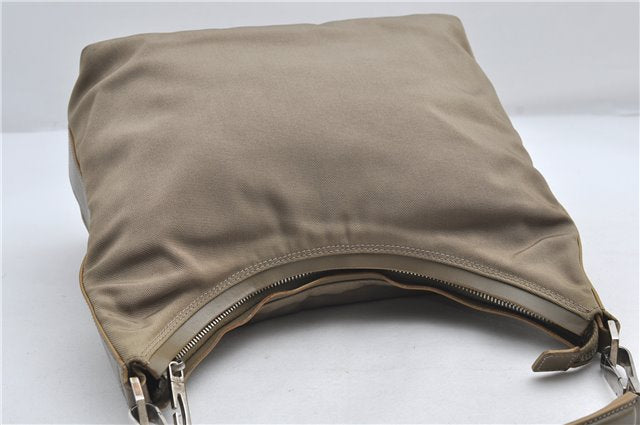 Authentic GUCCI Vintage Shoulder Bag Purse Nylon Leather Green  0489E