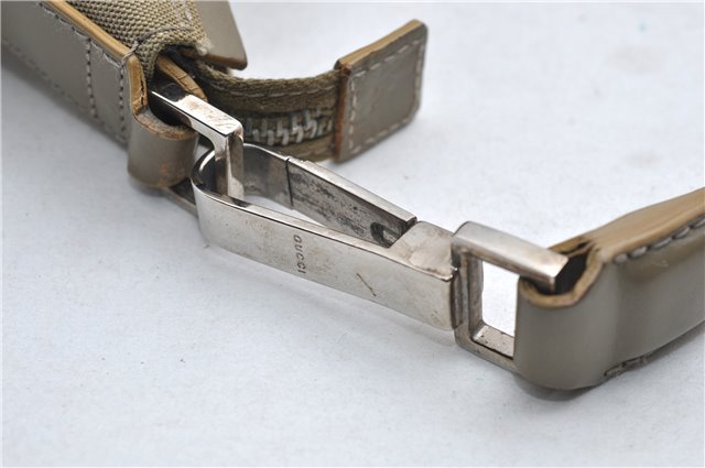 Authentic GUCCI Vintage Shoulder Bag Purse Nylon Leather Green  0489E