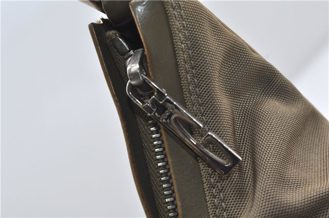 Authentic GUCCI Vintage Shoulder Bag Purse Nylon Leather Green  0489E