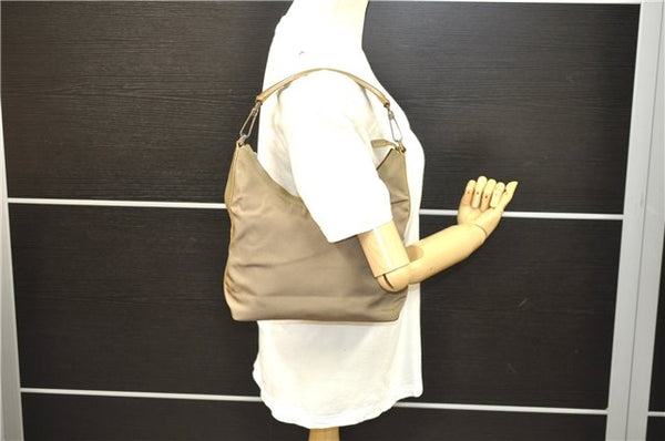 Authentic GUCCI Vintage Shoulder Bag Purse Nylon Leather Green  0489E