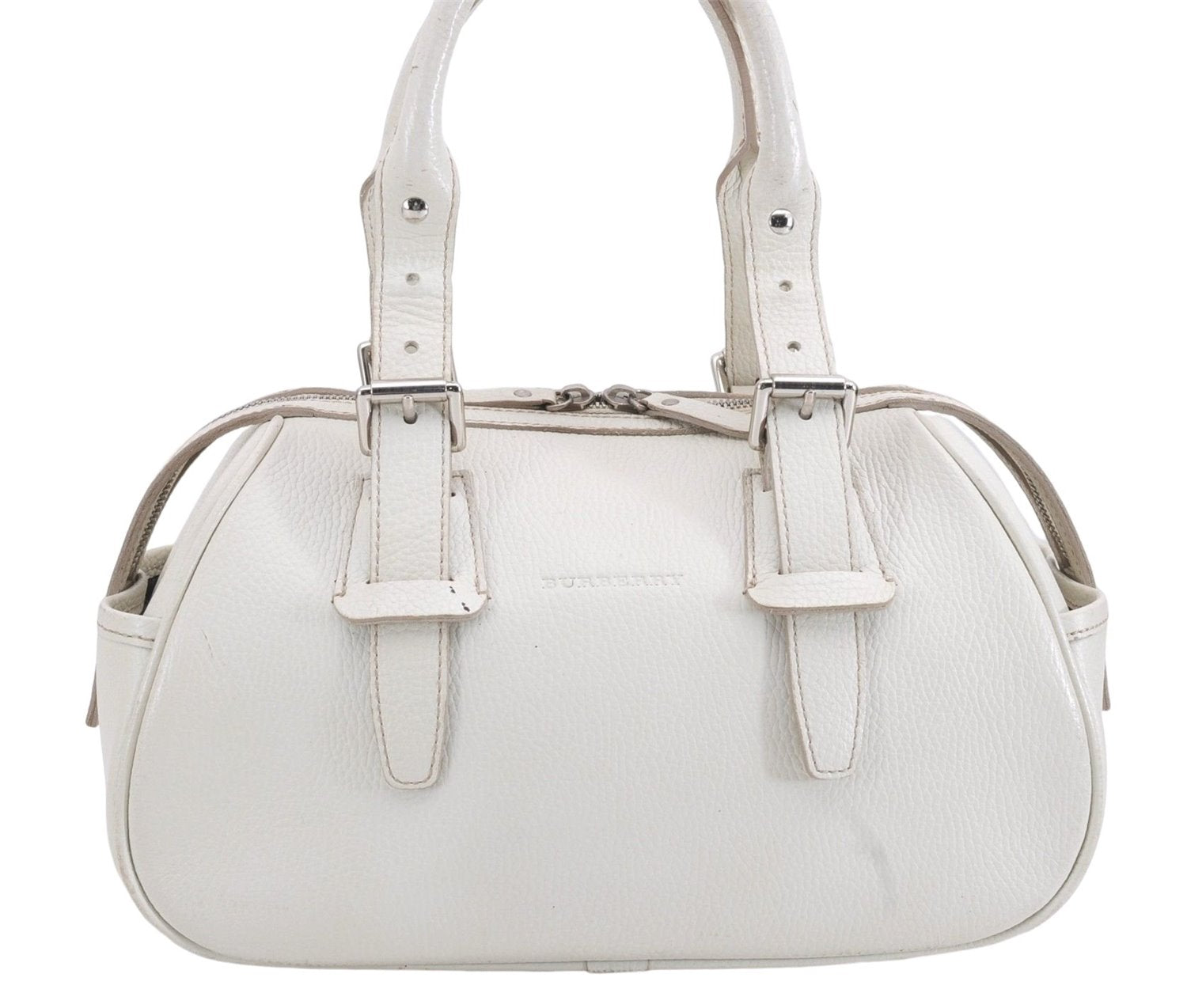Authentic BURBERRY Vintage Leather Shoulder Hand Bag Purse White 0490E