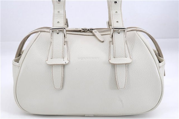Authentic BURBERRY Vintage Leather Shoulder Hand Bag Purse White 0490E
