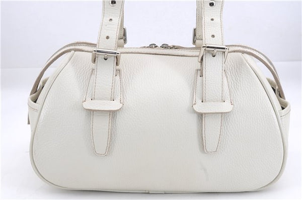 Authentic BURBERRY Vintage Leather Shoulder Hand Bag Purse White 0490E