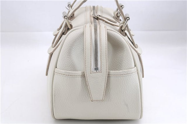 Authentic BURBERRY Vintage Leather Shoulder Hand Bag Purse White 0490E