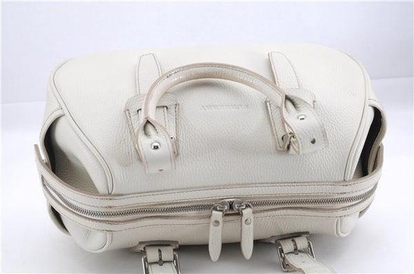 Authentic BURBERRY Vintage Leather Shoulder Hand Bag Purse White 0490E