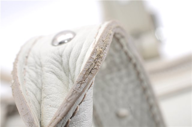 Authentic BURBERRY Vintage Leather Shoulder Hand Bag Purse White 0490E