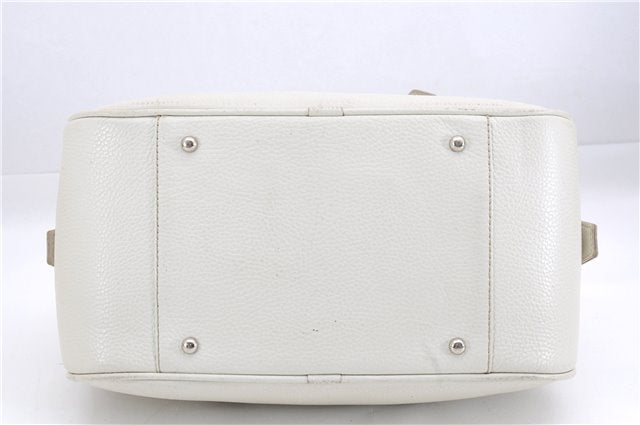 Authentic BURBERRY Vintage Leather Shoulder Hand Bag Purse White 0490E
