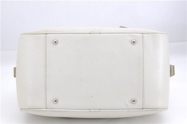 Authentic BURBERRY Vintage Leather Shoulder Hand Bag Purse White 0490E