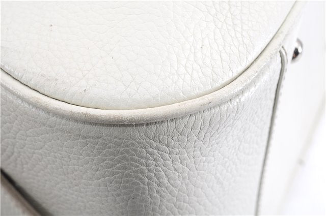 Authentic BURBERRY Vintage Leather Shoulder Hand Bag Purse White 0490E