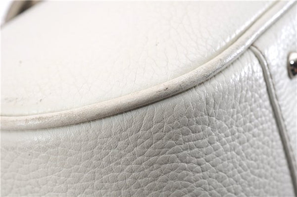 Authentic BURBERRY Vintage Leather Shoulder Hand Bag Purse White 0490E
