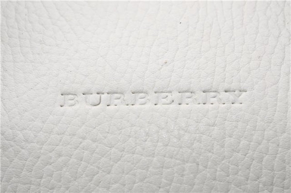 Authentic BURBERRY Vintage Leather Shoulder Hand Bag Purse White 0490E