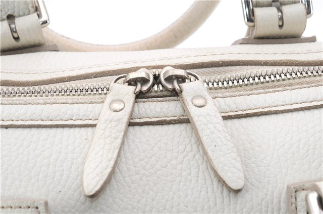 Authentic BURBERRY Vintage Leather Shoulder Hand Bag Purse White 0490E