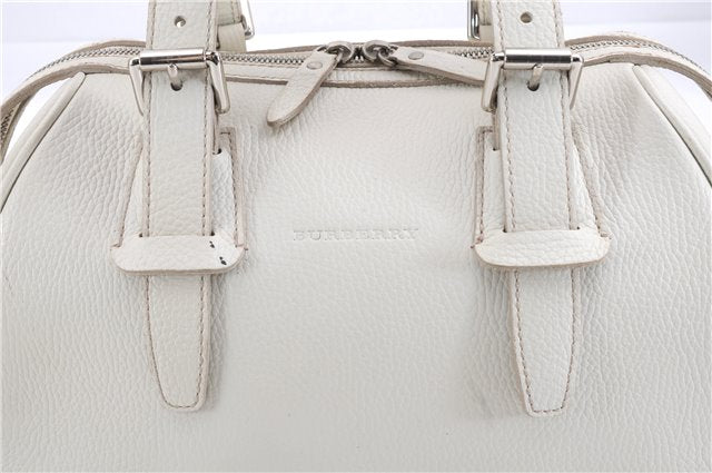 Authentic BURBERRY Vintage Leather Shoulder Hand Bag Purse White 0490E