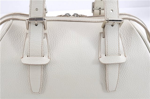 Authentic BURBERRY Vintage Leather Shoulder Hand Bag Purse White 0490E