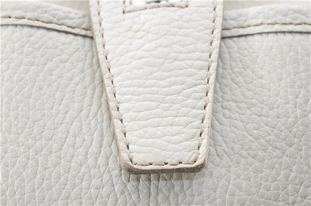 Authentic BURBERRY Vintage Leather Shoulder Hand Bag Purse White 0490E
