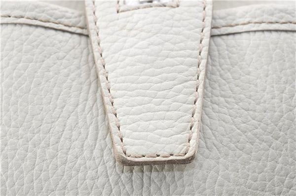 Authentic BURBERRY Vintage Leather Shoulder Hand Bag Purse White 0490E