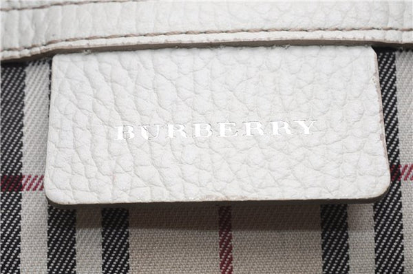 Authentic BURBERRY Vintage Leather Shoulder Hand Bag Purse White 0490E