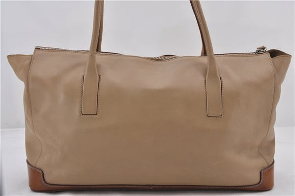Authentic PRADA Leather Nappa Shoulder Hand Bag Purse Beige 0492E