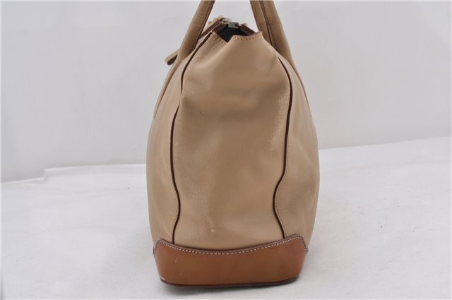 Authentic PRADA Leather Nappa Shoulder Hand Bag Purse Beige 0492E