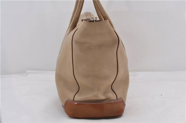 Authentic PRADA Leather Nappa Shoulder Hand Bag Purse Beige 0492E
