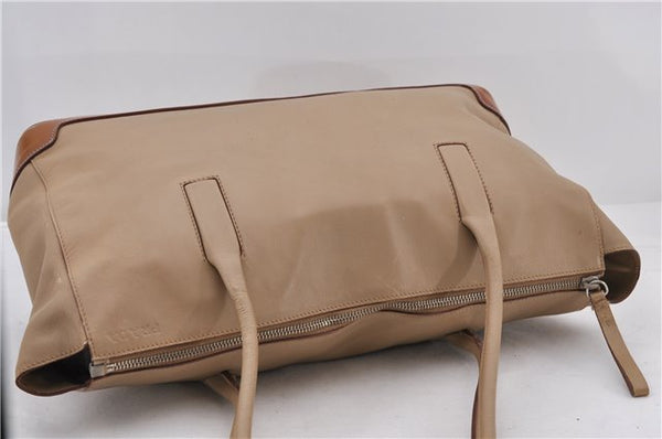 Authentic PRADA Leather Nappa Shoulder Hand Bag Purse Beige 0492E