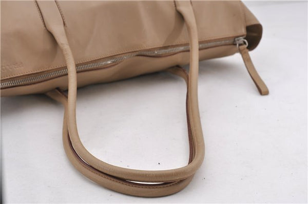 Authentic PRADA Leather Nappa Shoulder Hand Bag Purse Beige 0492E
