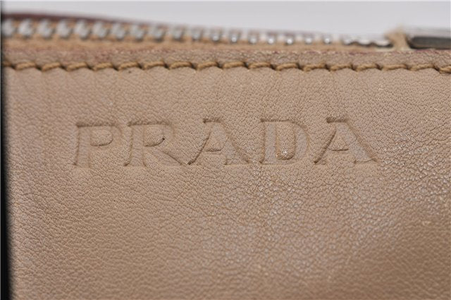 Authentic PRADA Leather Nappa Shoulder Hand Bag Purse Beige 0492E