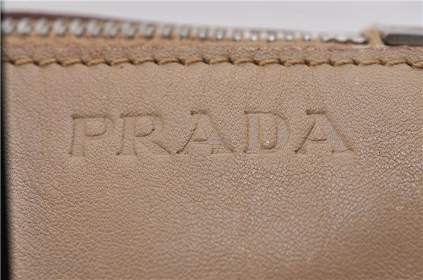Authentic PRADA Leather Nappa Shoulder Hand Bag Purse Beige 0492E
