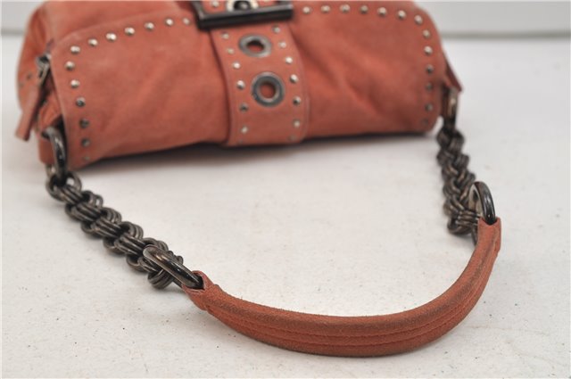 Authentic PRADA Suede Chain Shoulder Hand Bag Purse Pink 0493E