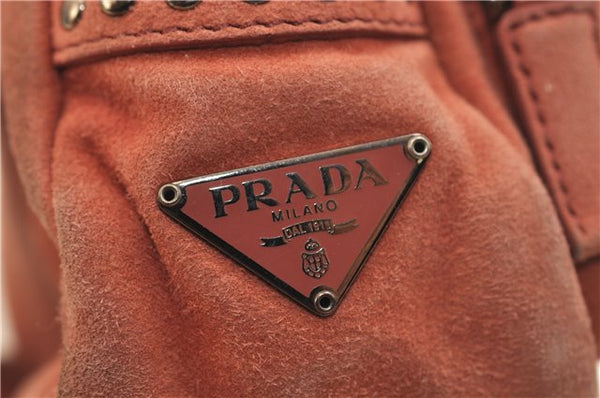 Authentic PRADA Suede Chain Shoulder Hand Bag Purse Pink 0493E