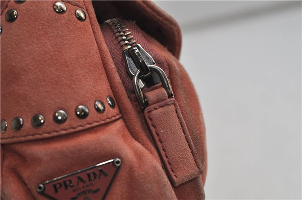 Authentic PRADA Suede Chain Shoulder Hand Bag Purse Pink 0493E