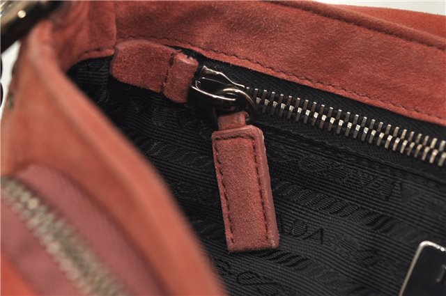 Authentic PRADA Suede Chain Shoulder Hand Bag Purse Pink 0493E