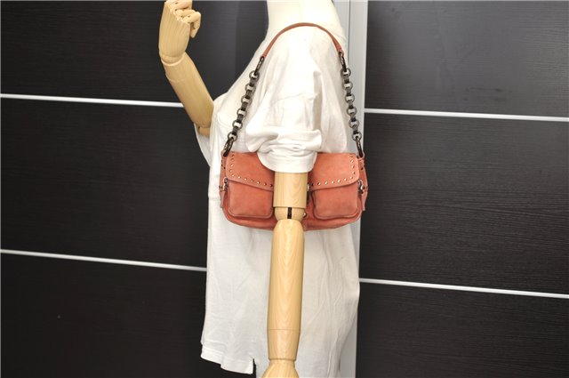 Authentic PRADA Suede Chain Shoulder Hand Bag Purse Pink 0493E