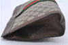 Authentic GUCCI Web Sherry Line Clutch Hand Bag Purse GG PVC Leather Brown 0494D