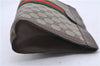 Authentic GUCCI Web Sherry Line Clutch Hand Bag Purse GG PVC Leather Brown 0494D