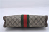 Authentic GUCCI Web Sherry Line Clutch Hand Bag Purse GG PVC Leather Brown 0494D