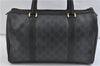 Authentic GUCCI Web Sherry Line Hand Boston Bag GG PVC Leather Black 0495D