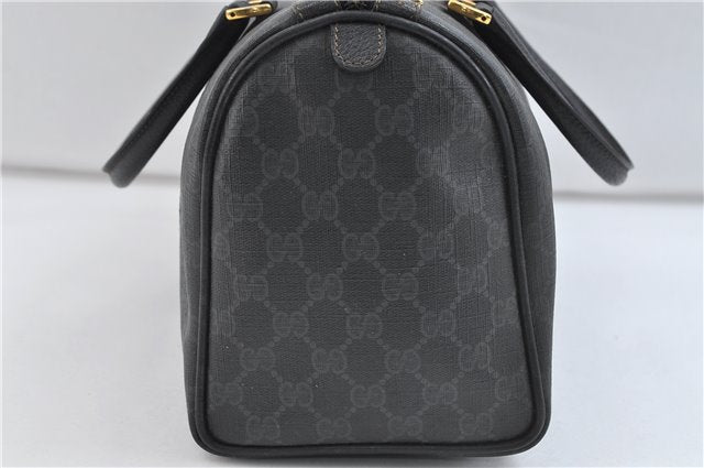 Authentic GUCCI Web Sherry Line Hand Boston Bag GG PVC Leather Black 0495D