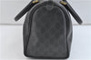 Authentic GUCCI Web Sherry Line Hand Boston Bag GG PVC Leather Black 0495D