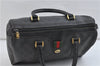 Authentic GUCCI Web Sherry Line Hand Boston Bag GG PVC Leather Black 0495D