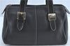 Authentic Burberrys Vintage Leather Hand Boston Bag Purse Black 0496B