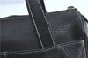 Authentic Burberrys Vintage Leather Hand Boston Bag Purse Black 0496B