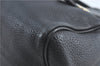 Authentic Burberrys Vintage Leather Hand Boston Bag Purse Black 0496B