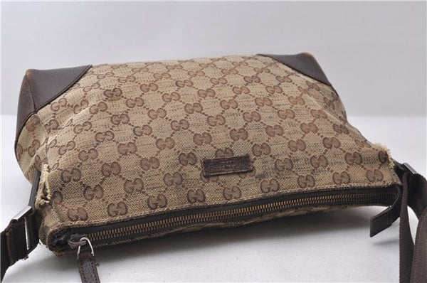 Authentic GUCCI Shoulder Cross Body Bag GG Canvas Leather 114273 Brown 0497D