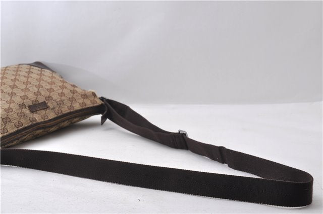 Authentic GUCCI Shoulder Cross Body Bag GG Canvas Leather 114273 Brown 0497D