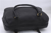 Authentic Burberrys Vintage Leather Hand Boston Bag Purse Black 0497E