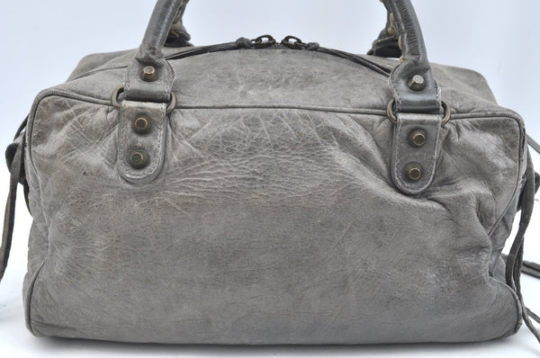 Authentic BALENCIAGA Classic The Box 2Way Hand Bag Leather 145694 Gray 0499G