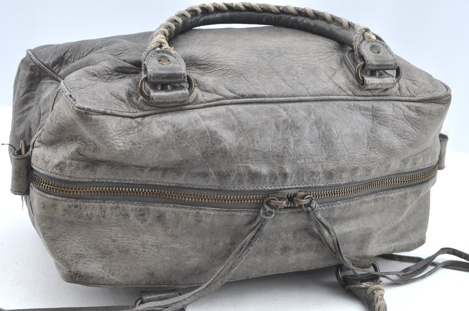 Authentic BALENCIAGA Classic The Box 2Way Hand Bag Leather 145694 Gray 0499G