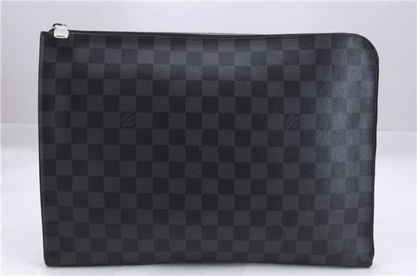 Auth Louis Vuitton Damier Graphite Pochette Jours GM N64437 Document Case 0501E