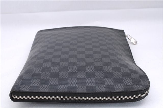 Auth Louis Vuitton Damier Graphite Pochette Jours GM N64437 Document Case 0501E